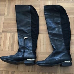 Anne Taylor over the knee black leather boots